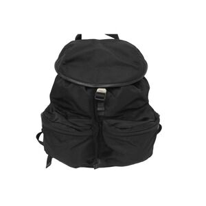 Prada Leather Double Backpack Logo Black Triangle Daypack Pocket